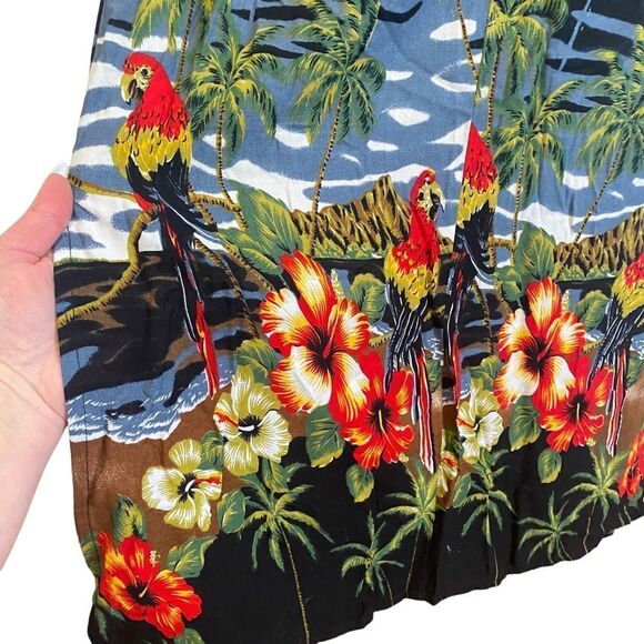 TIKI PALM Black Parrot Palm Tree Print Sequin Maxi Beach Dress - Picture 4 of 12